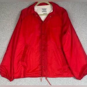 Vintage Warm Up Coachman Nylon Jacket Cotton Lined Windbreaker Red Men M Snap Up
